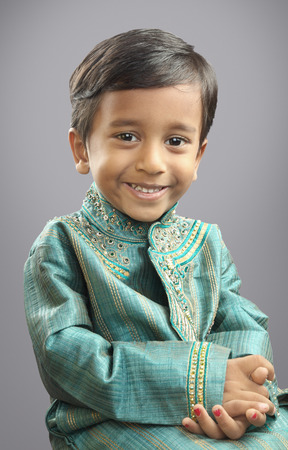 Indian Little Boy with Traditional Dressの写真素材