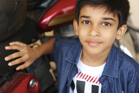 Portrait of indian boy Posing to Cameraの写真素材