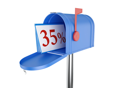 Mailbox with Mails 3D Rendering Imageの写真素材