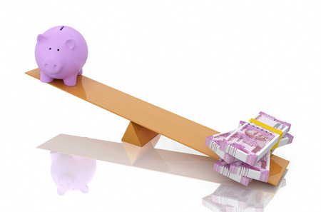 New Indian Currency with Piggy Bank - 3D Rendered Imageの写真素材