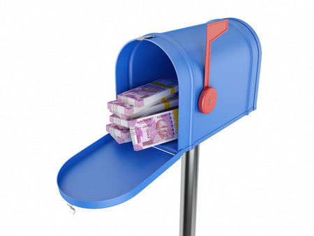 New Indian Currency with Mail Box - 3D Rendered Imageの写真素材