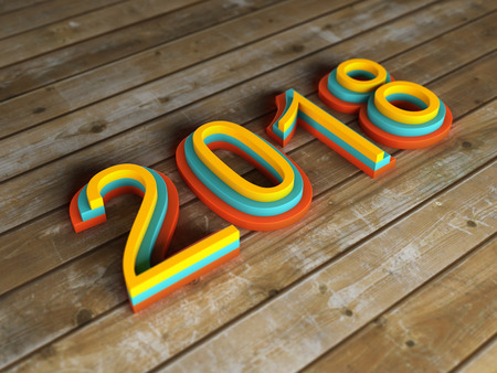 New Year 2018 - 3D Rendered Imageの写真素材