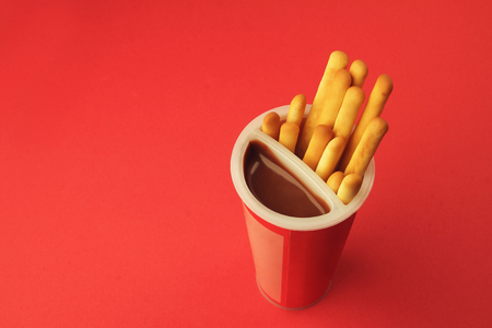 Indian Made Bread sticks with Chocolate Creamの写真素材