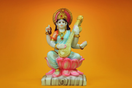 Colourful Indian goddess saraswati statueの写真素材