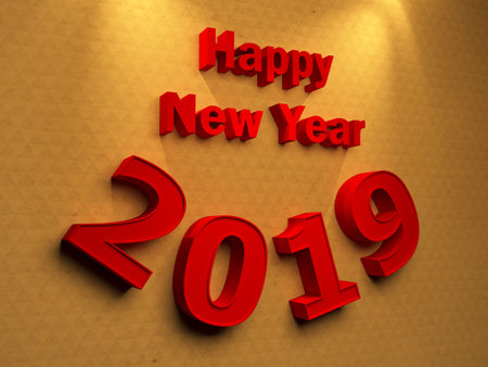 New Year 2019 - 3D Rendered Image