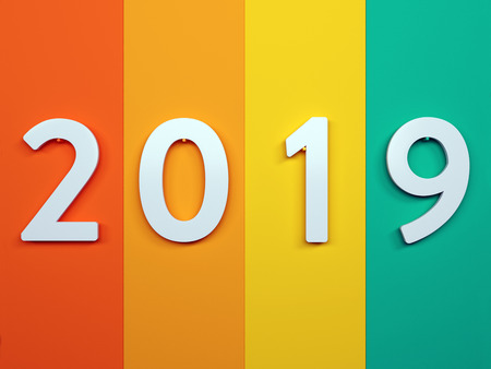 New Year 2019 Creative Design Concept - 3D Rendered Imageの写真素材