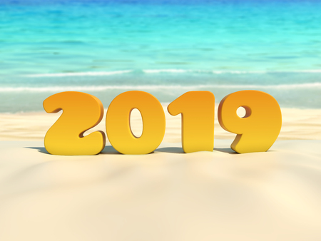 New Year 2019 Creative Design Concept - 3D Rendered Imageの写真素材