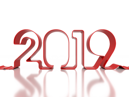 New Year 2019 Creative Design Concept - 3D Rendered Imageの写真素材