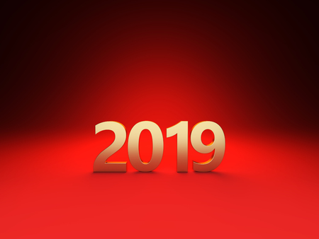 New Year 2019 Creative Design Concept - 3D Rendered Imageの写真素材