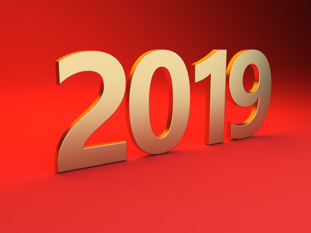 New Year 2019 Creative Design Concept - 3D Rendered Imageの写真素材
