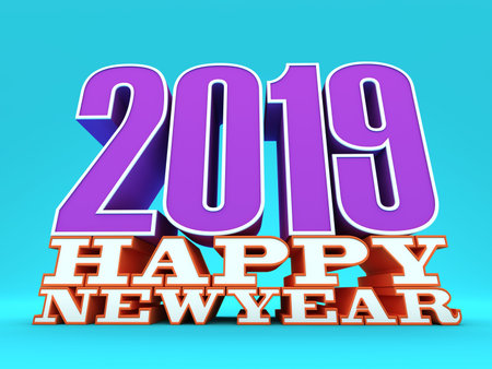 New Year 2019 Creative Design Concept - 3D Rendered Image