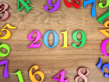 New Year 2019 Creative Design Concept - 3D Rendered Imageの写真素材