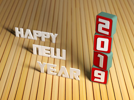 New Year 2019 Creative Design Concept - 3D Rendered Image