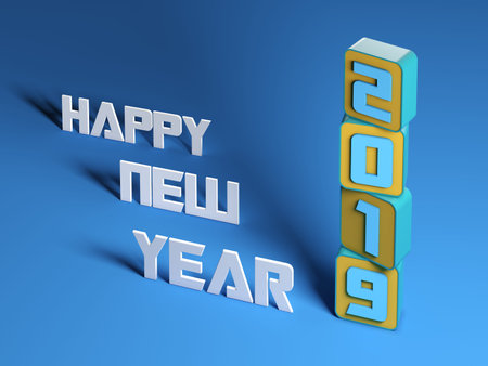 New Year 2019 Creative Design Concept - 3D Rendered Image