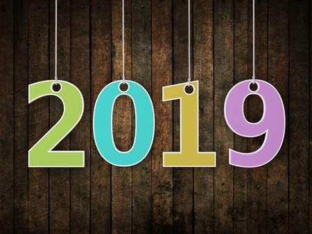 New Year 2019 Creative Design Concept - 3D Rendered Imageの写真素材