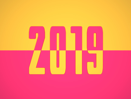 New Year 2019 Creative Design Concept - 3D Rendered Imageの写真素材