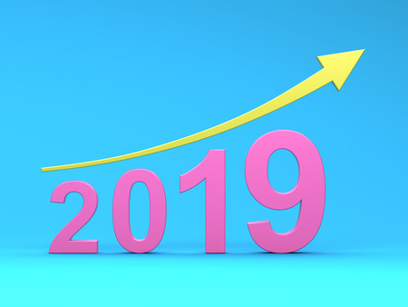 New Year 2019 Creative Design Concept - 3D Rendered Imageの写真素材
