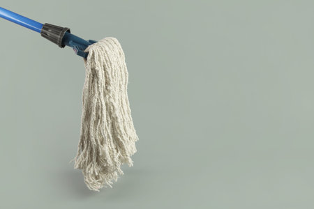 Closeup of Mop on the Gray Background