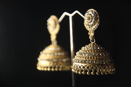 Indian Traditional Gold Earringsの写真素材