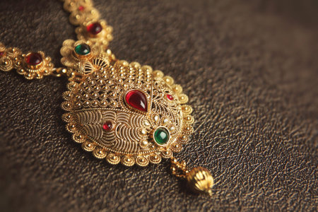 Indian Traditional Gold Necklace with Gemstones