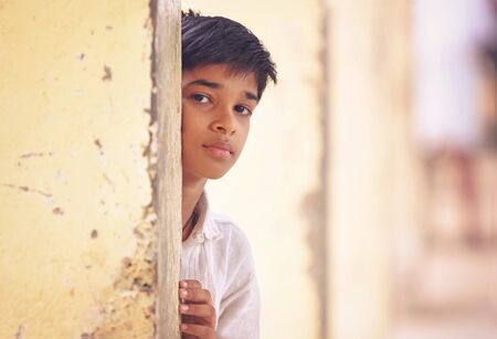 Portrait of Indian Boy Posing to Cameraの写真素材