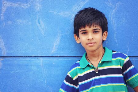 Portrait of Indian Boy Posing to Cameraの写真素材