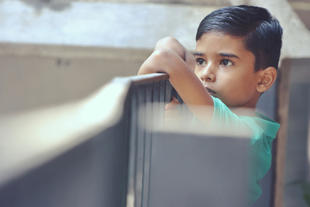 Indian Little Boy Posing to Cameraの写真素材