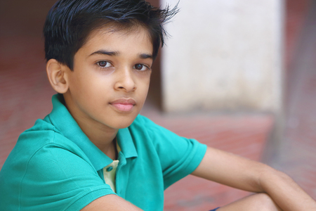 Indian Little Boy Posing to Cameraの写真素材