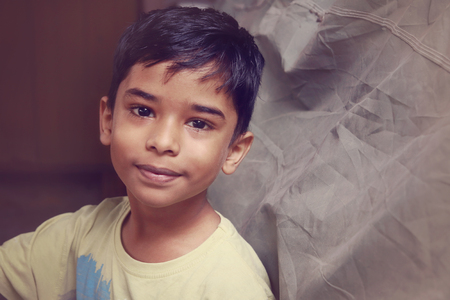 Portrait of Indian Boy Posing to Cameraの写真素材