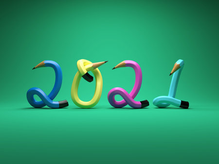 New Year 2021 Creative Design Concept - 3D Rendered Image