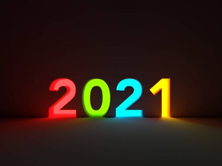 New Year 2021 Creative Design Concept - 3D Rendered Imageの写真素材