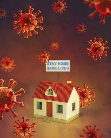 COVID-19 Coronavirus viral social media message sign for social distancing awarenessの写真素材