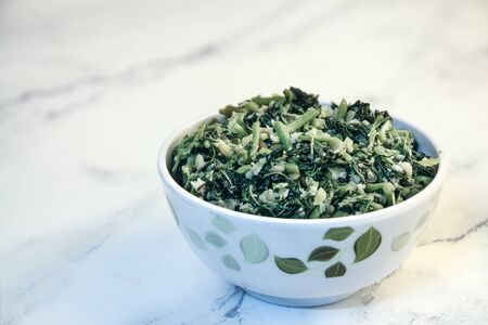 Indian traditional food spinach salad (Keerai Thoran or Keerai Poriyal )の写真素材