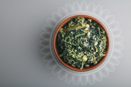 Indian traditional food spinach salad (Keerai Thoran or Keerai Poriyal )