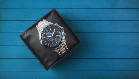Men's wrist metal watch in gift box