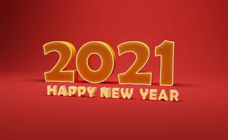 New Year 2021 Creative Design Concept - 3D Rendered Imageの写真素材