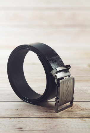 Indian Made Leather Waist Belts with Adjustable Buckle on Wooden Table