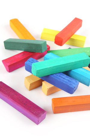 Artistic dry pastels on white background