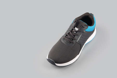 Indian made men's Sports Shoes Isolated on Grayの写真素材