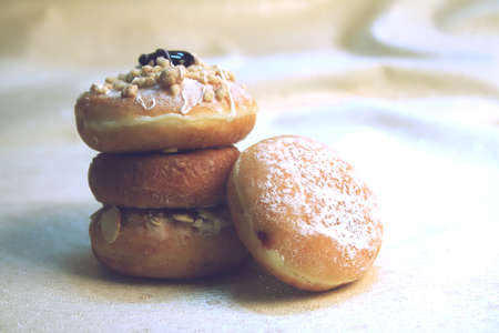 donut cakes isolated on tableの写真素材