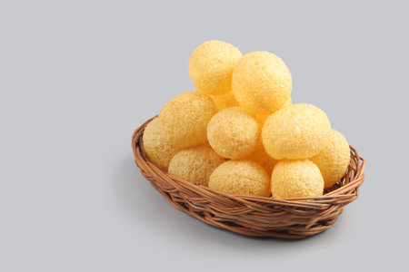Indian food Home made Pani puri on basketの写真素材