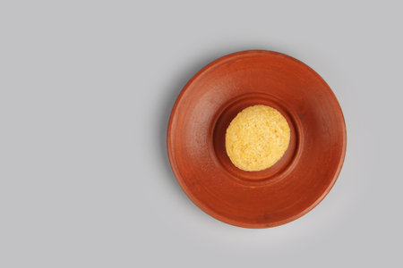 Indian food Home made Pani puri on gray backgroundの写真素材