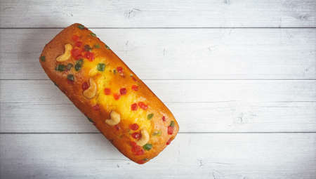 Home made Delicious plums cake on wooden tableの写真素材