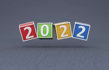 New Year 2022 Creative Design Concept - 3D Rendered Imageの写真素材