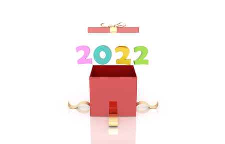 New Year 2022 Creative Design Concept with Gift Box - 3D Rendered Image