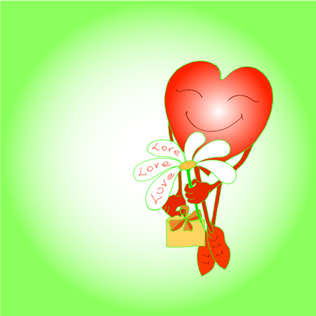 red heart smiles and gives a flower to a camomileのイラスト素材