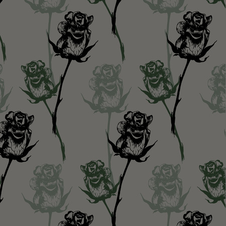 Seamless pattern of roses. Graphic illustration of flowersのイラスト素材