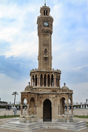 Izmir watch tower (saat kulesi) in konak square in Izmir, Turkeyの写真素材