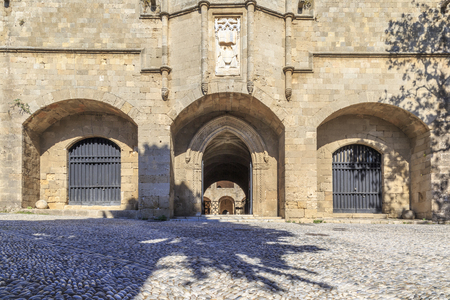 Entrance of archeological museum of Rhodes town,old Hospital of St. John,s Knights, Dodecanese, Greeceのeditorial素材