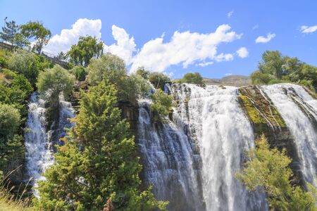 Tortum (Uzundere) waterfall from middle part in summer season in Erzurum, Turkeyの写真素材
